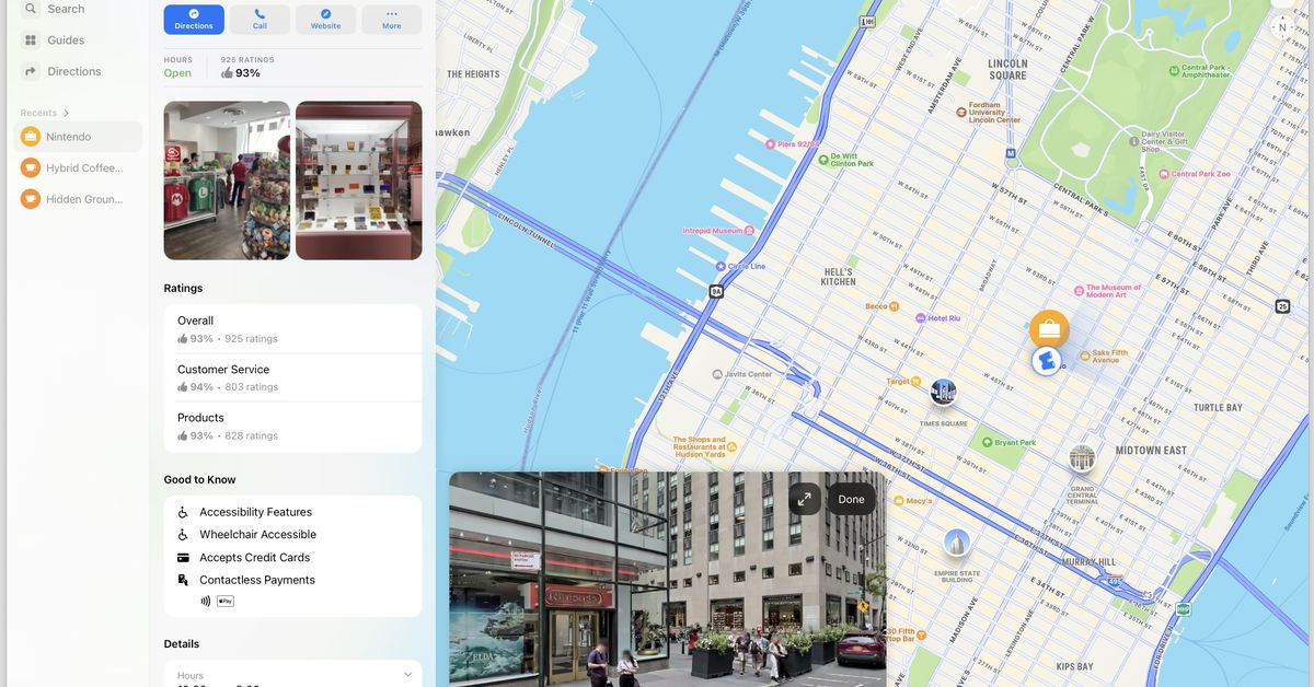 Image showing Apple Maps' new Look Around feature on the web, providing an immersive street-level view. Experience seamless search and navigation like on iOS.